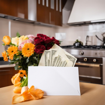 Как дарить букет цветов и конверт с деньгами
