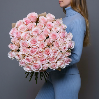 Букет из 51 розовой розы 70 см (Эквадор)