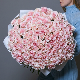 Букет из 101 розовой розы 70 см (Эквадор)