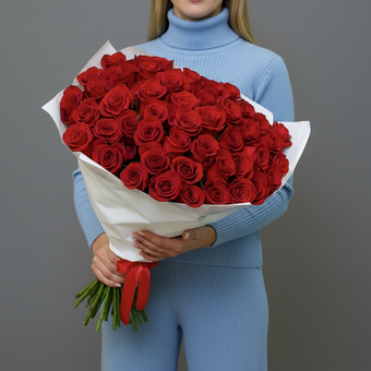 Букет из 51 красной розы 50 см (Эквадор)