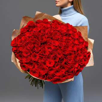 Букет из 101 красной розы 70 см (Эквадор)