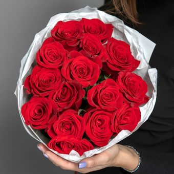 Букет из 15 красных роз 50 см (Эквадор)