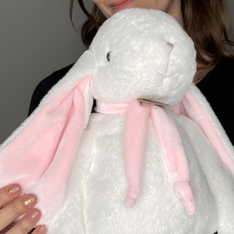 Игрушка Заяц 40см белый/розовый Lapkin