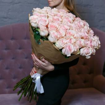 Букет из 51 розовой розы 70 см (Эквадор)