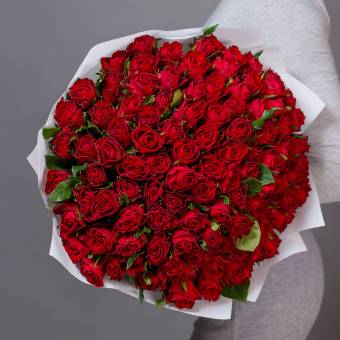 Букет из 101 красной розы Кения (35 см)