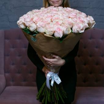 Букет из 51 розовой розы 70 см (Эквадор)