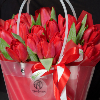 Сумочка с красными тюльпанами
