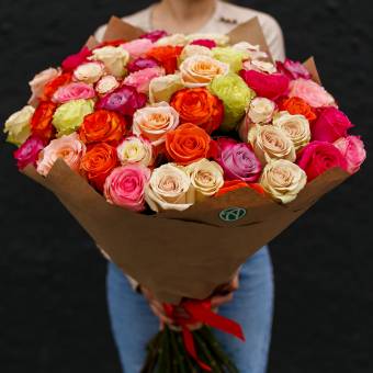 Букет из 51 розы микс 70 см (Эквадор)