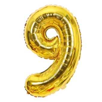 Шарик цифра "9", золото (фольга), Агура