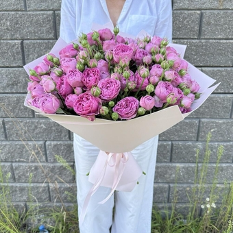 Flowwow Комплект (175) Букет из 15 розовых кустовых роз (L)