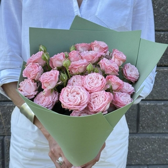 Flowwow Комплект (176) Букет из 5 светло-розовых кустовых роз (S)