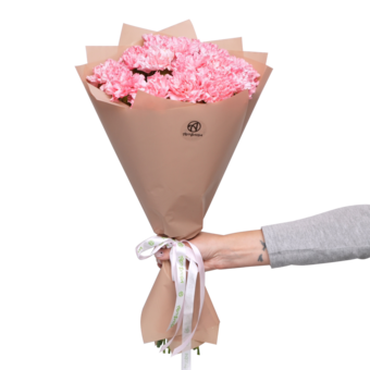 Букет из 15 розовых диантусов в корейской упаковке