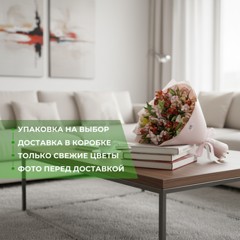 Букет из 15 альстромерий нежный микс в корейской упаковке