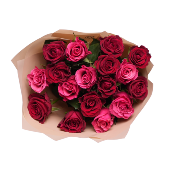 Букет из роз яркий микс Кения (50 см) в корейской упаковке