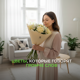 Букет из светлых французских роз и альстромерии - М