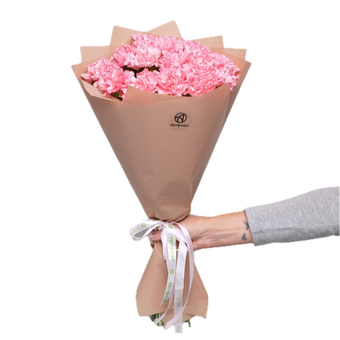 Букет из 15 розовых диантусов в корейской упаковке