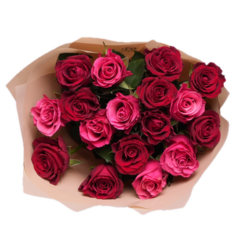 Букет из роз яркий микс Кения (50 см) в корейской упаковке