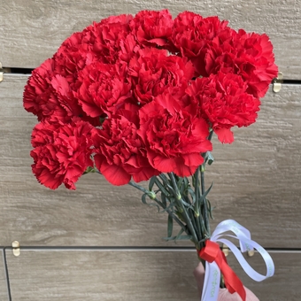 Букет из 15 красных гвоздик