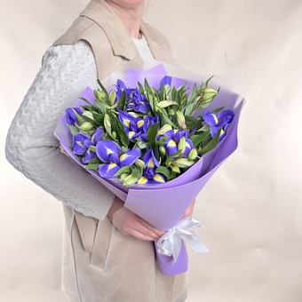 Flowwow Комплект (236) Букет из ирисов и альстромерий