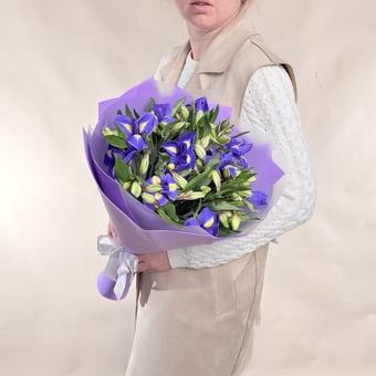 Flowwow Комплект (236) Букет из ирисов и альстромерий