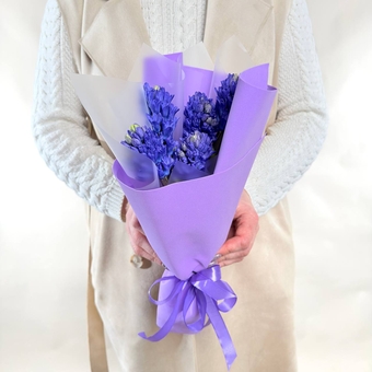 Flowwow Комплект (274) Синие гиацинты в сиреневом фоамиране 5 шт., букет размера (M)