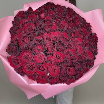 Букет из 101 красной розы 70 см (РФ)