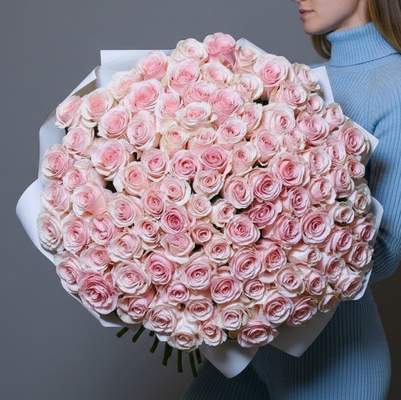 Букет из 101 розовой розы 70 см (Эквадор)