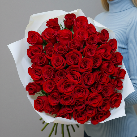 Букет из 51 красной розы 50 см (Эквадор)