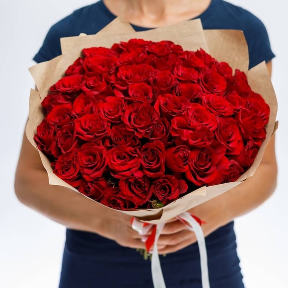 Букет из 51 красной розы 50 см (РФ)