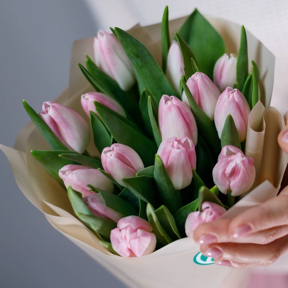 Букет из 15 розовых тюльпанов