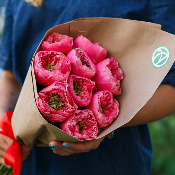 Букет из 9 пионовидных роз Вувузела Пинк 50 см