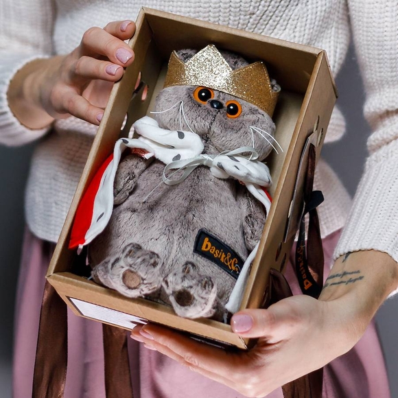 Игрушка мягкая "Кот Басик царь" 19 см