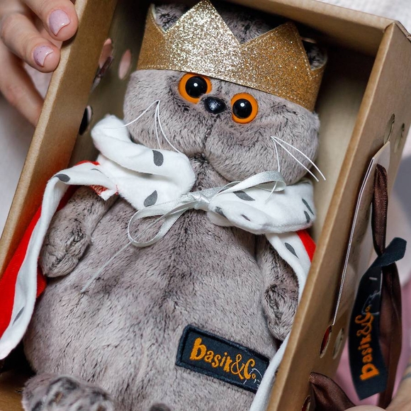 Игрушка мягкая "Кот Басик царь" 19 см