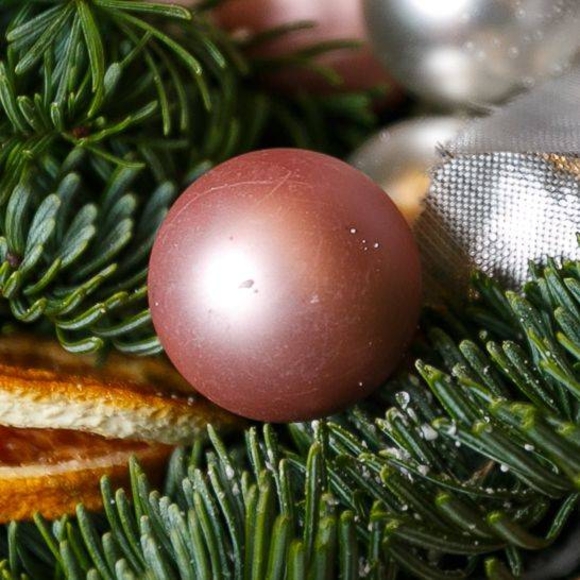 Новогоднее украшение "Шарик стеклянный розовый матовый"