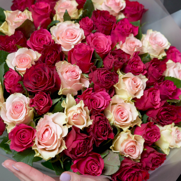 Роза нежный микс 50 см (Кения) поштучно