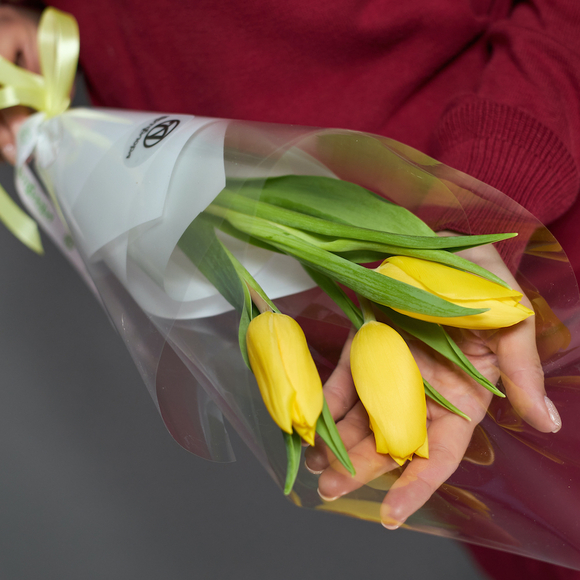 3 желтых тюльпанов