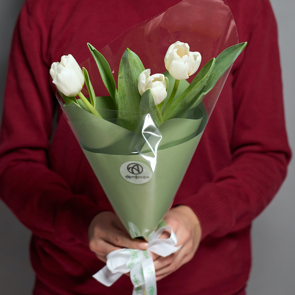 3 белых тюльпана