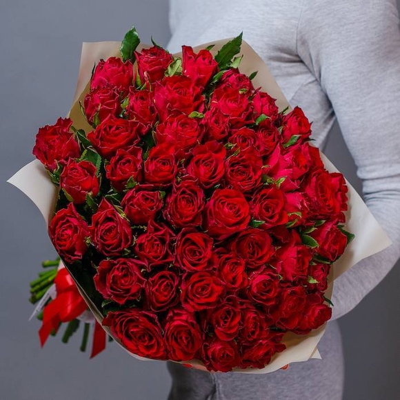 Букет из 51 красной розы 35 см (Кения)