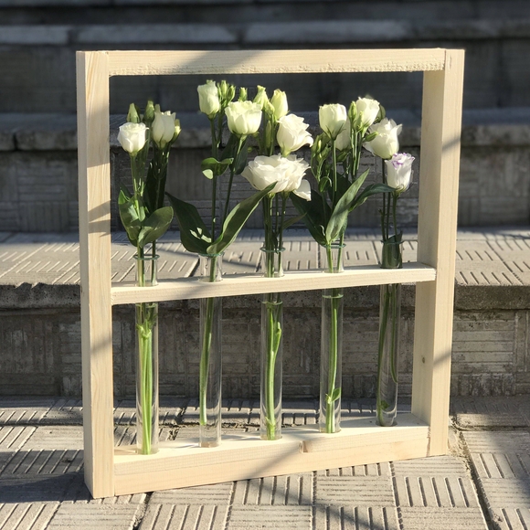 Рамка с живыми цветами натуральное дерево