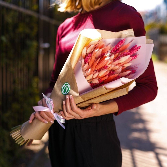 Букет-кулек из сухоцветов - М