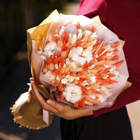 Букет из сухоцветов с хлопком - L