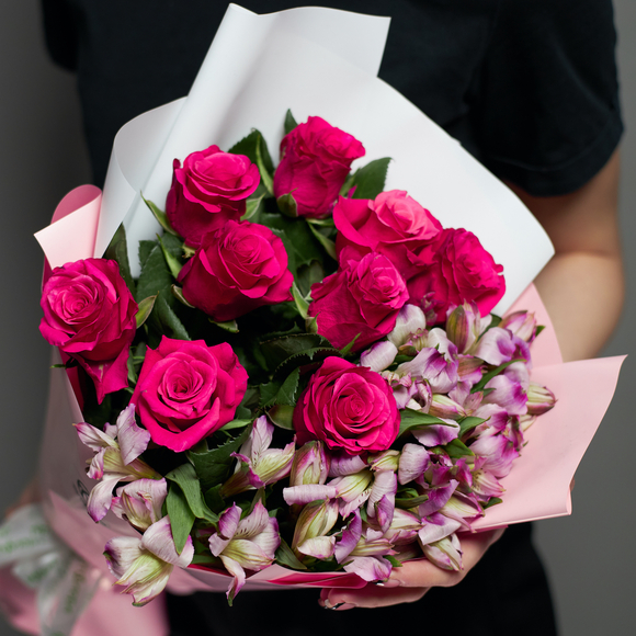 Дуо-букет малиновый - М