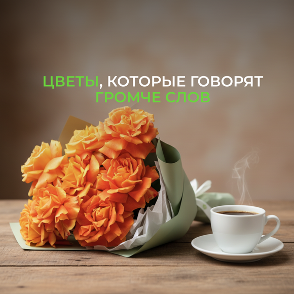 Букет из 7 оранжевых французских роз в корейской упаковке