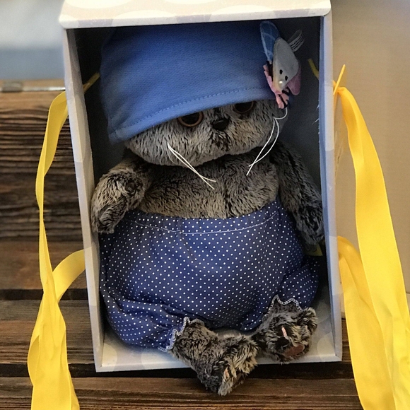 Басик в штанишках и шапочке с заколкой