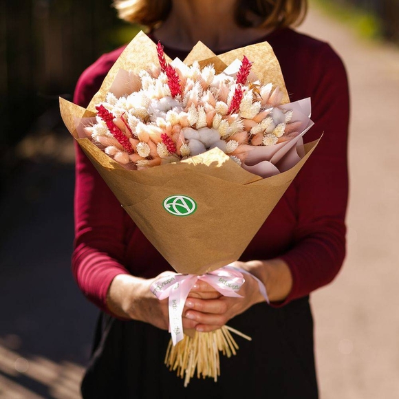 Букет из сухоцветов с хлопком - М