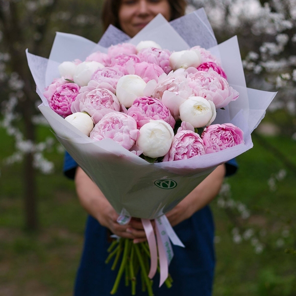 Букет из 25 пионов микс (Голландия)
