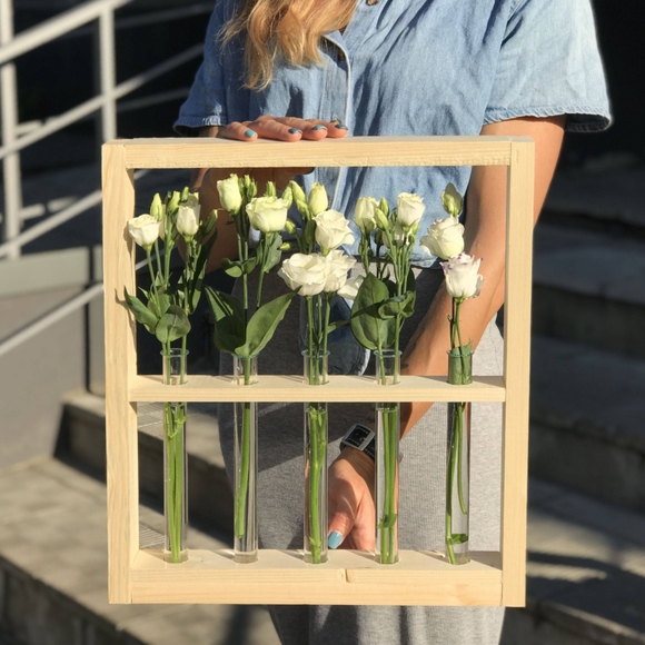 Рамка с живыми цветами натуральное дерево