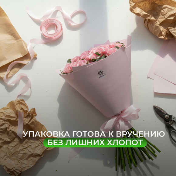 Букет из 9 кустовых роз с эвкалиптом в фоамиране
