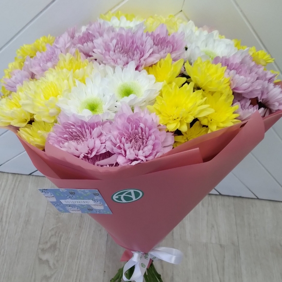 Букет из 9 кустовых хризантем микс