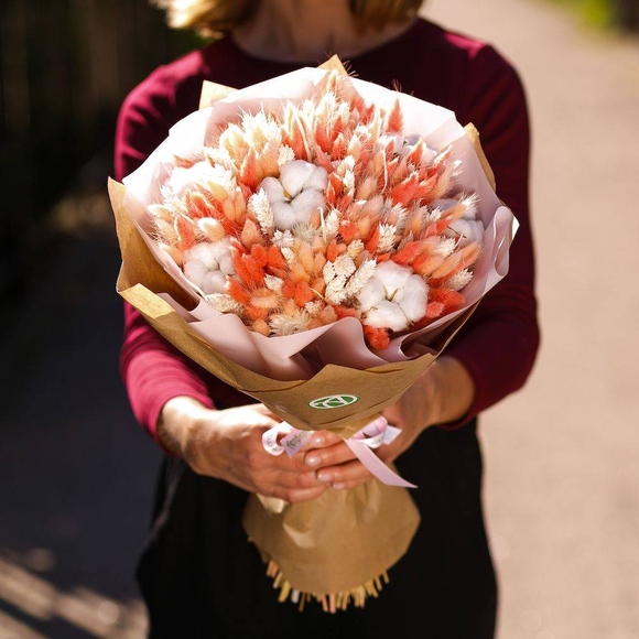 Букет из сухоцветов с хлопком - L